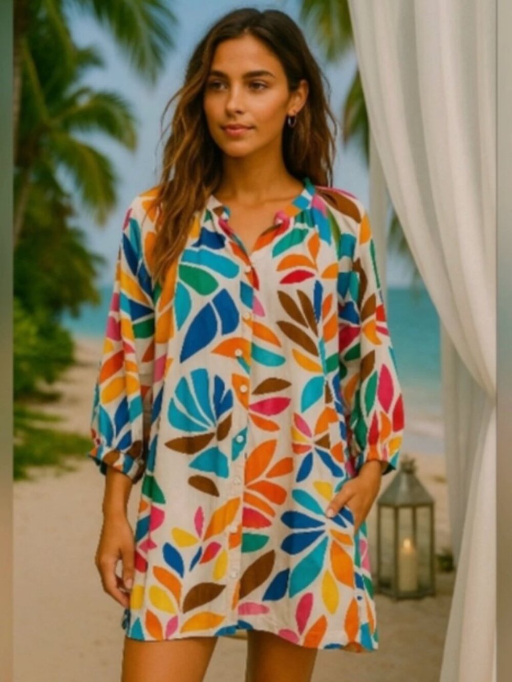 NEW Tabitha Brown x Target Botanical Tunic Dress Coverup Palm Leaf Tropical 1X